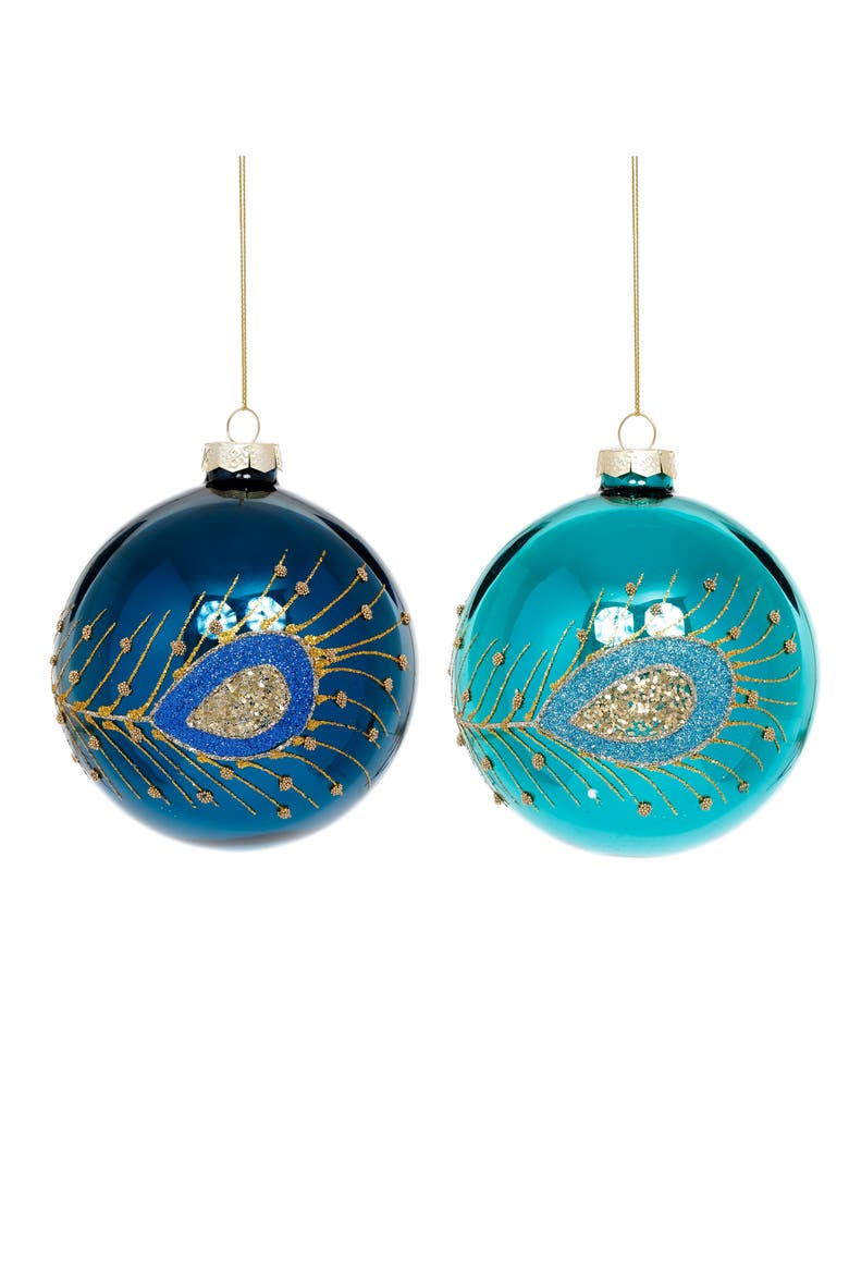 Peacock Ball Ornament, Set of 6, Main, color, Peacock Green