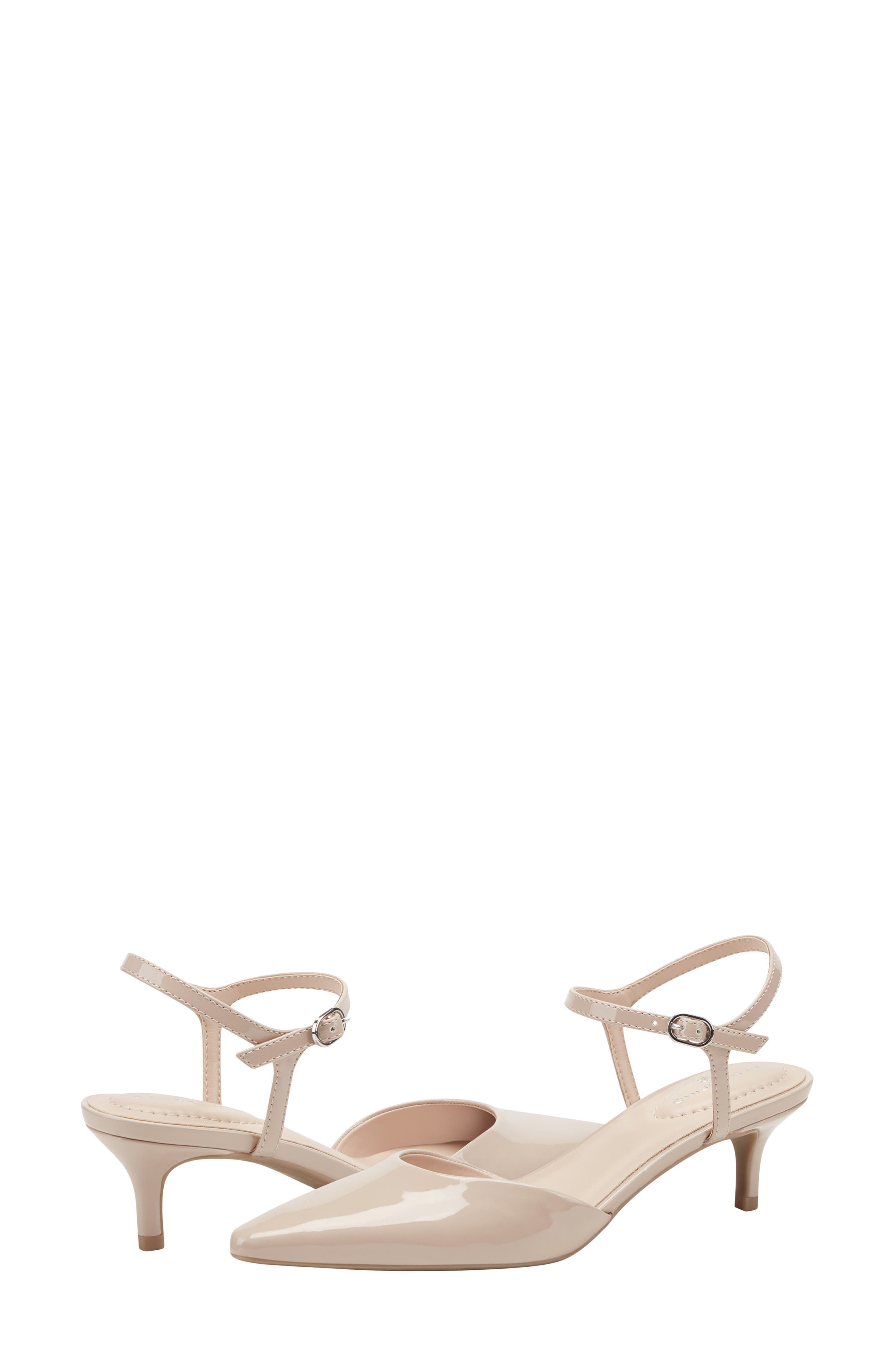Rose Ankle Strap Pointed Toe Kitten Heel Sandal, Alternate, color, MEDIUM NATURAL