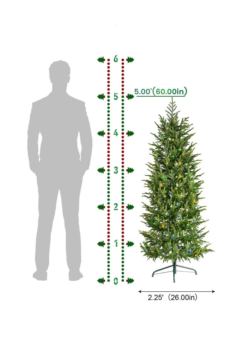 5ft/6ft Pre-lit Christmas Artificial Norfolk Pine Tree with Twinkling Lights and Remote Controller, Alternate, color, Green