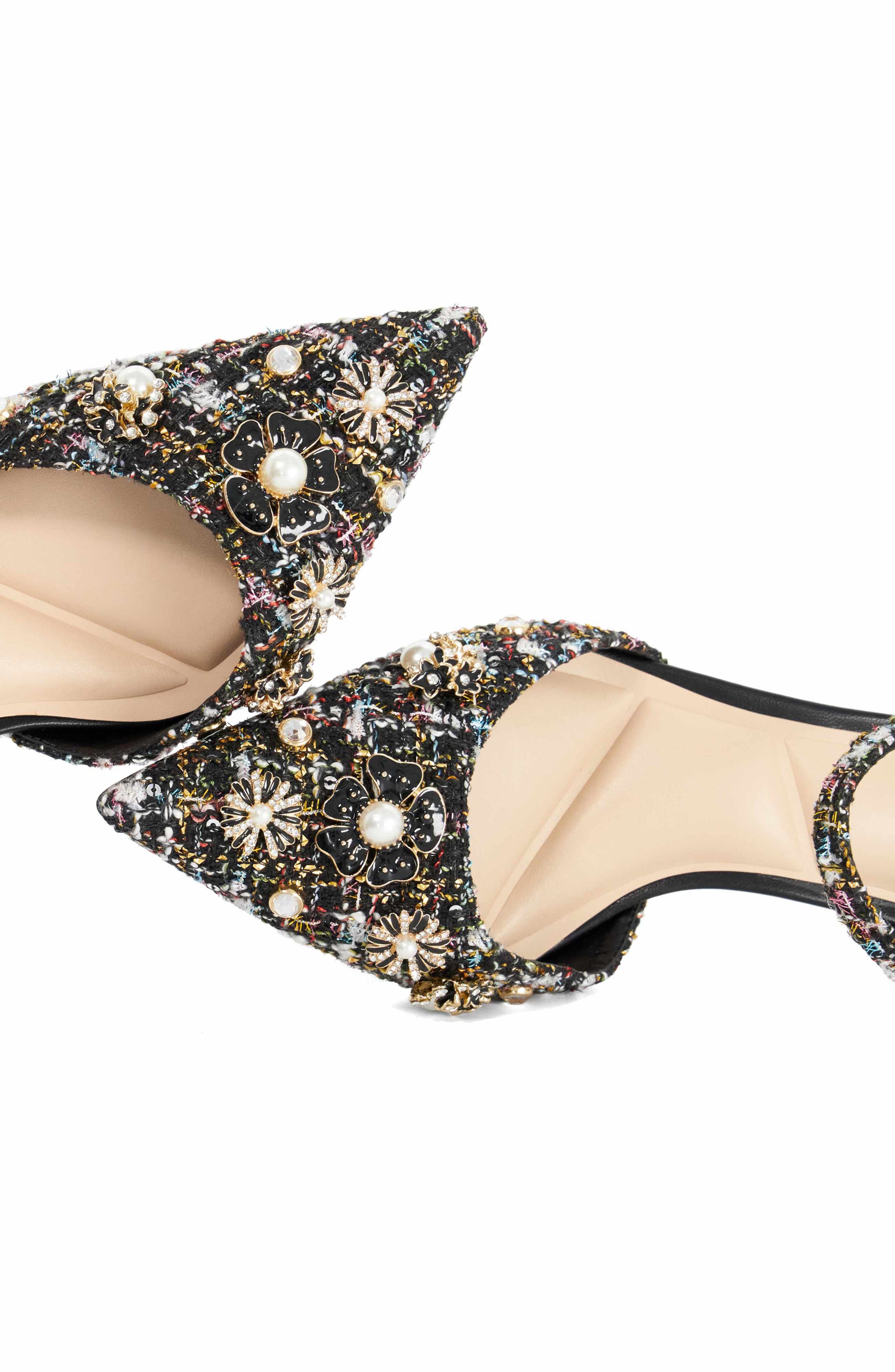 Cultivating Embellished Pointed Toe Pump, Alternate, color, BLACK