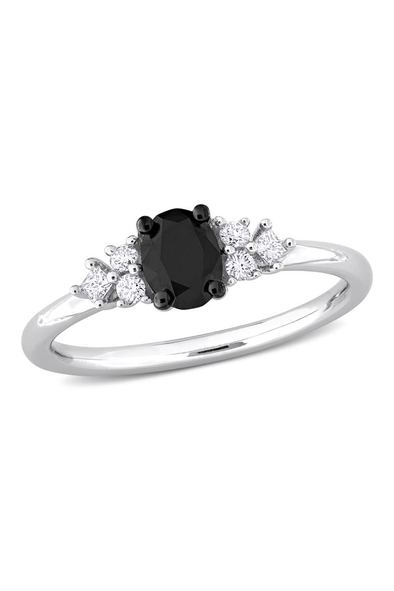 Black & White Diamond Oval Seven-Stone Ring 14k, Main, color, 14k White Gold