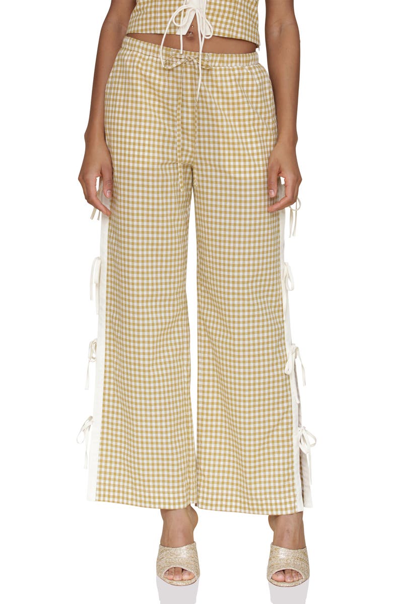 Avec Les Filles Side Tie Gingham Pants, Main, color,