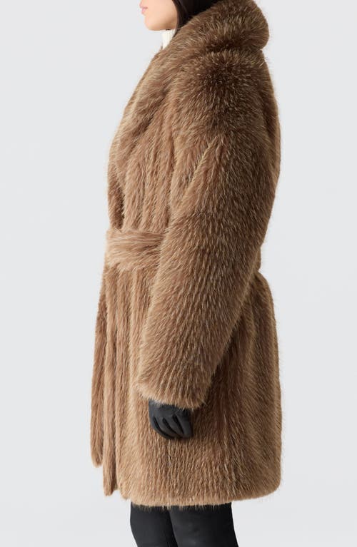 Mackage Kacela Faux-fur Wrap Coat In Brown
