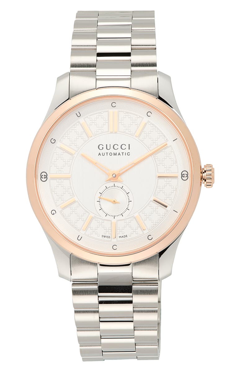 Gucci G-Timeless Slim Two-Tone Automatic Bracelet Watch, 40mm, Main, color, 