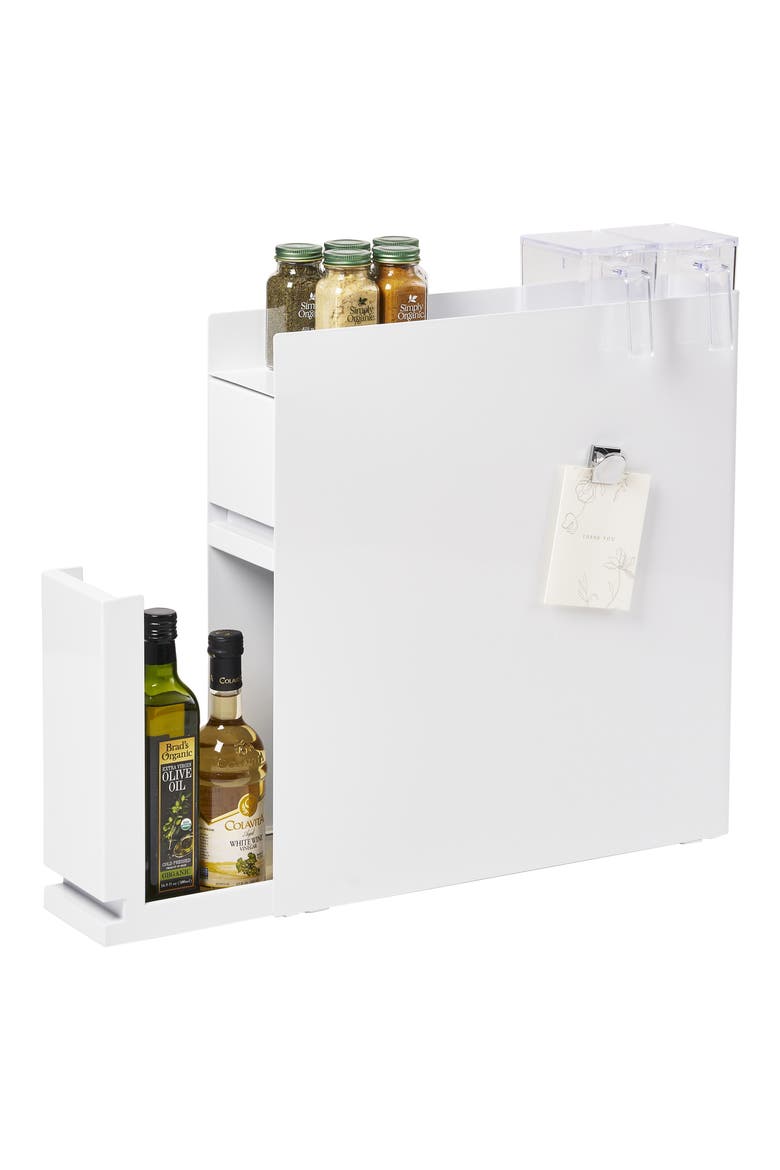 Concealable Two-Tier Spice Rack, Alternate, color, WHITE
