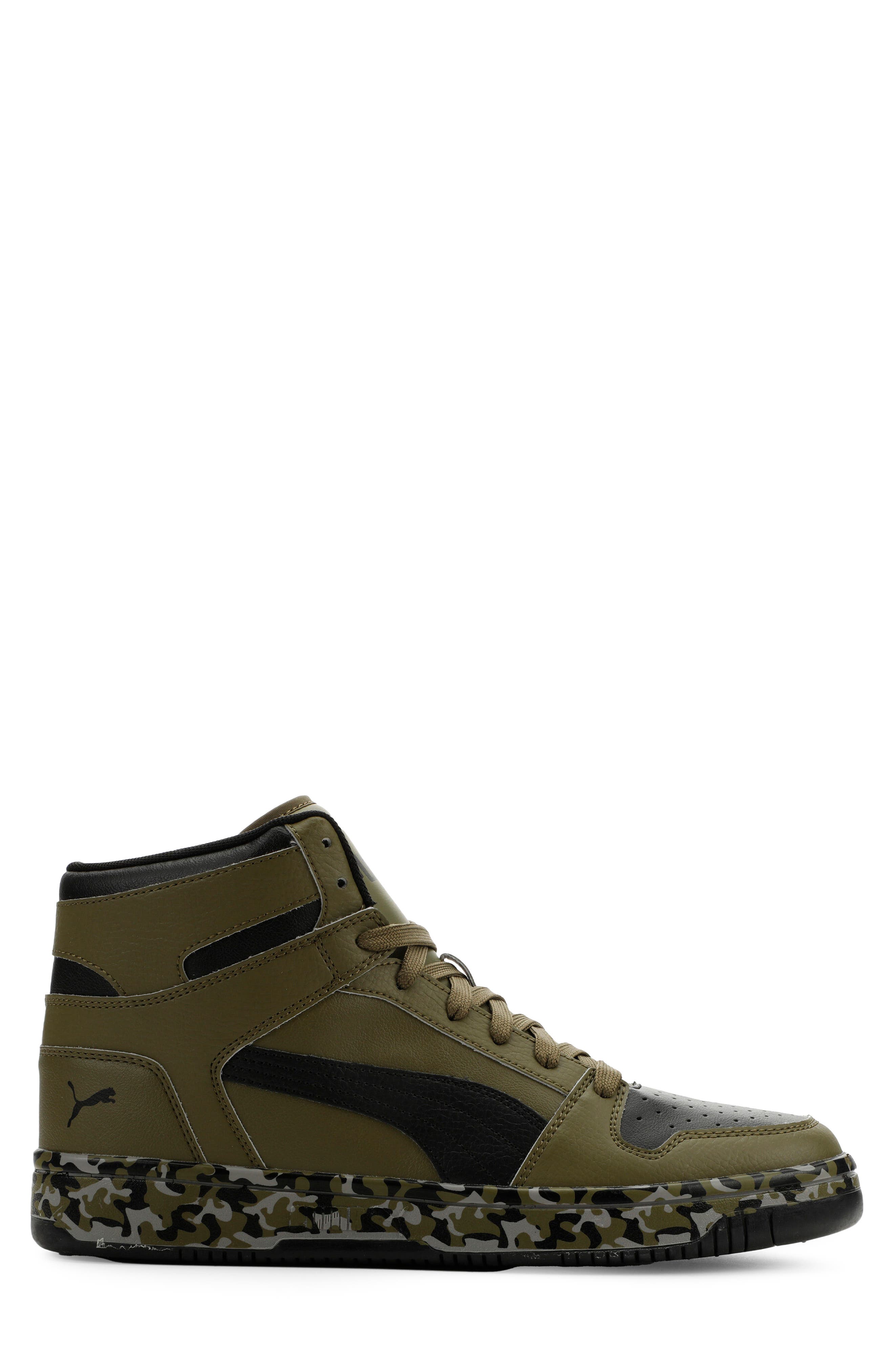 Rebound Layup RCL Camo High Top Sneaker, Alternate, color, PUMA OLIVE/ PUMA BLACK