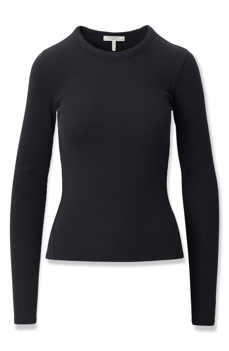 rag 
bone The Essential Rib Long Sleeve Cotton T-Shirt, Alternate, color, Black