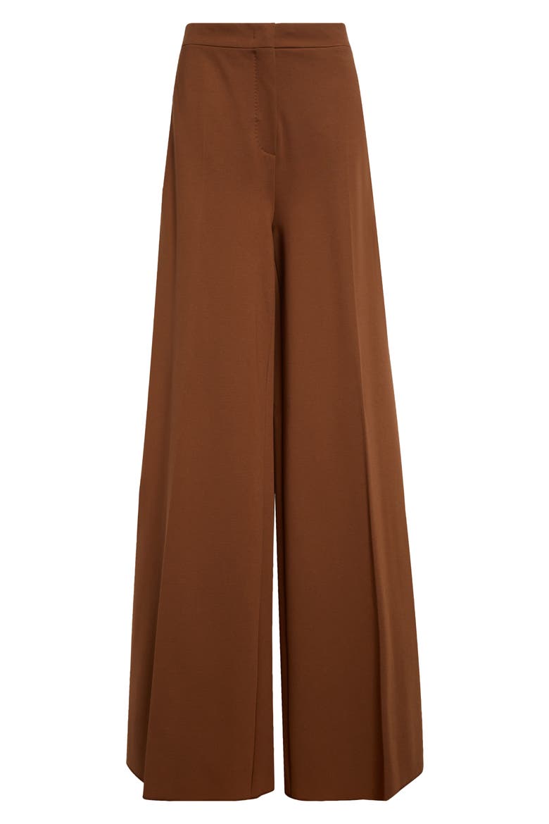 Circolo High Waist Wide Leg Compact Jersey Trousers, Main, color, TOBACCO