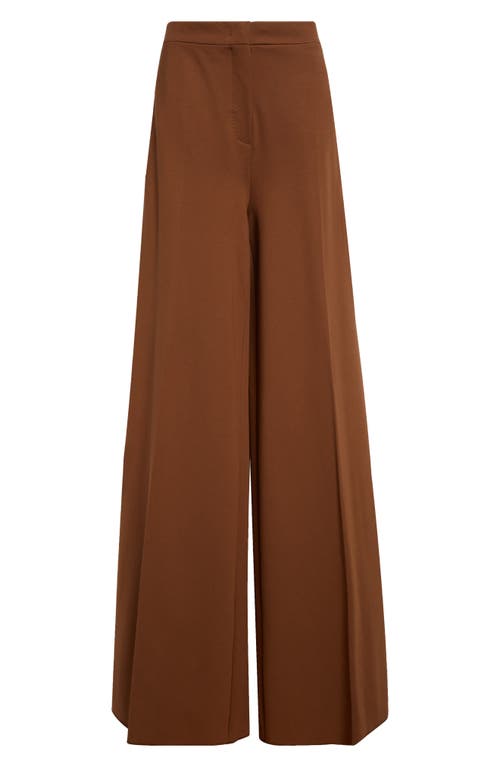 Max Mara Circolo High Waist Wide Leg Compact Jersey Trousers In Tobacco