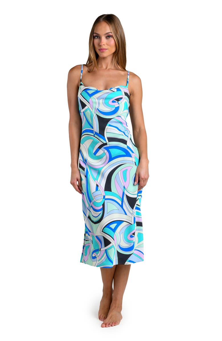 Sunshine 79 Studio Swirl Cowl Neck Sleeveless Midi Dress, Alternate, color, Seafoam