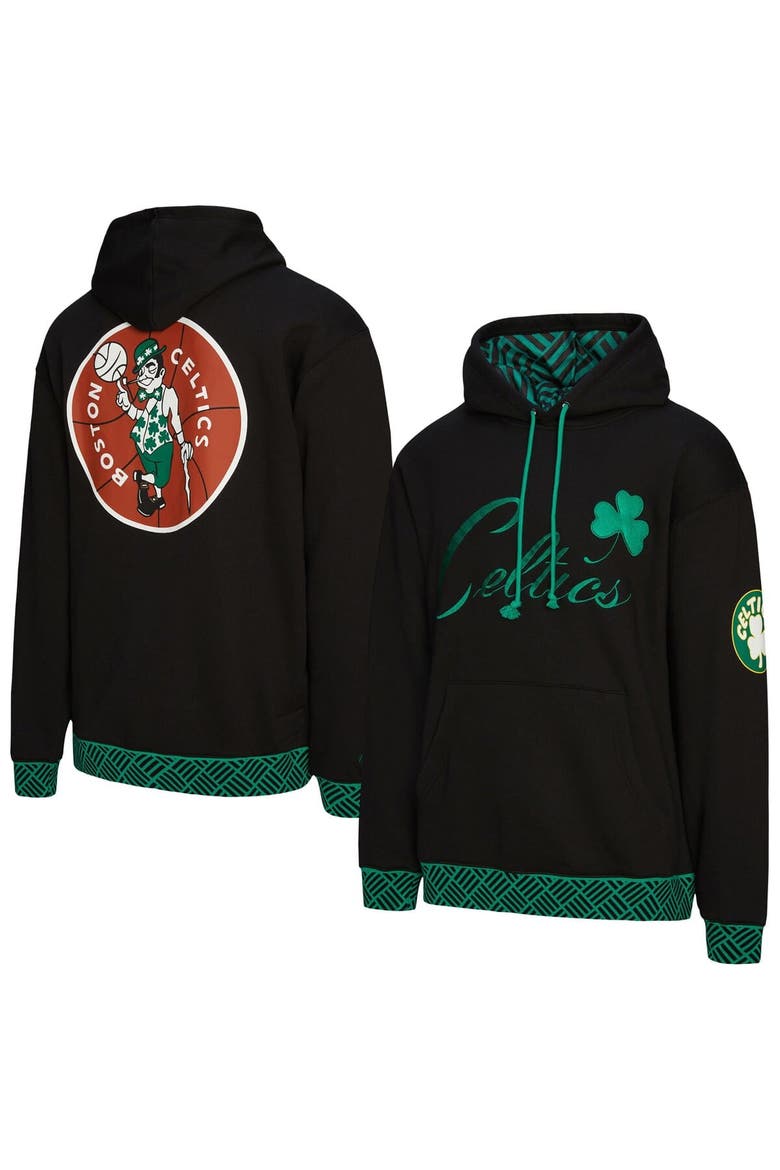 Unisex Mitchell & Ness Black Boston Celtics Vintage Heavyweight Hoodie, Main, color, Black