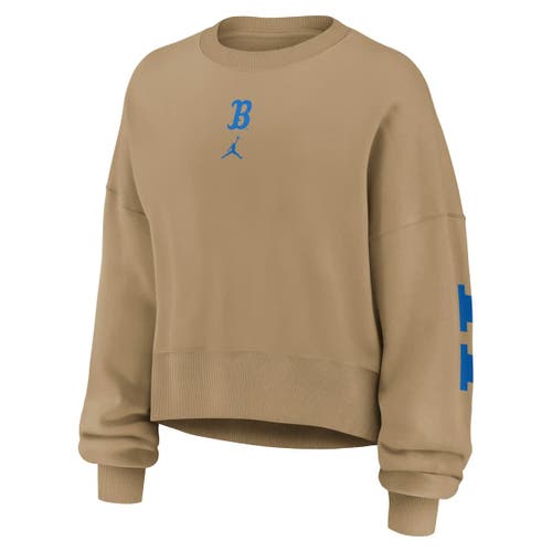 Jordan Brand Tan Ucla Bruins Oversized Phoenix 2-hit Pullover Sweatshirt In Brown