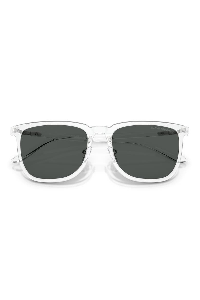 56mm Low Bridge Square Sunglasses, Alternate, color, SHINY CRYSTAL / DARK GREY
