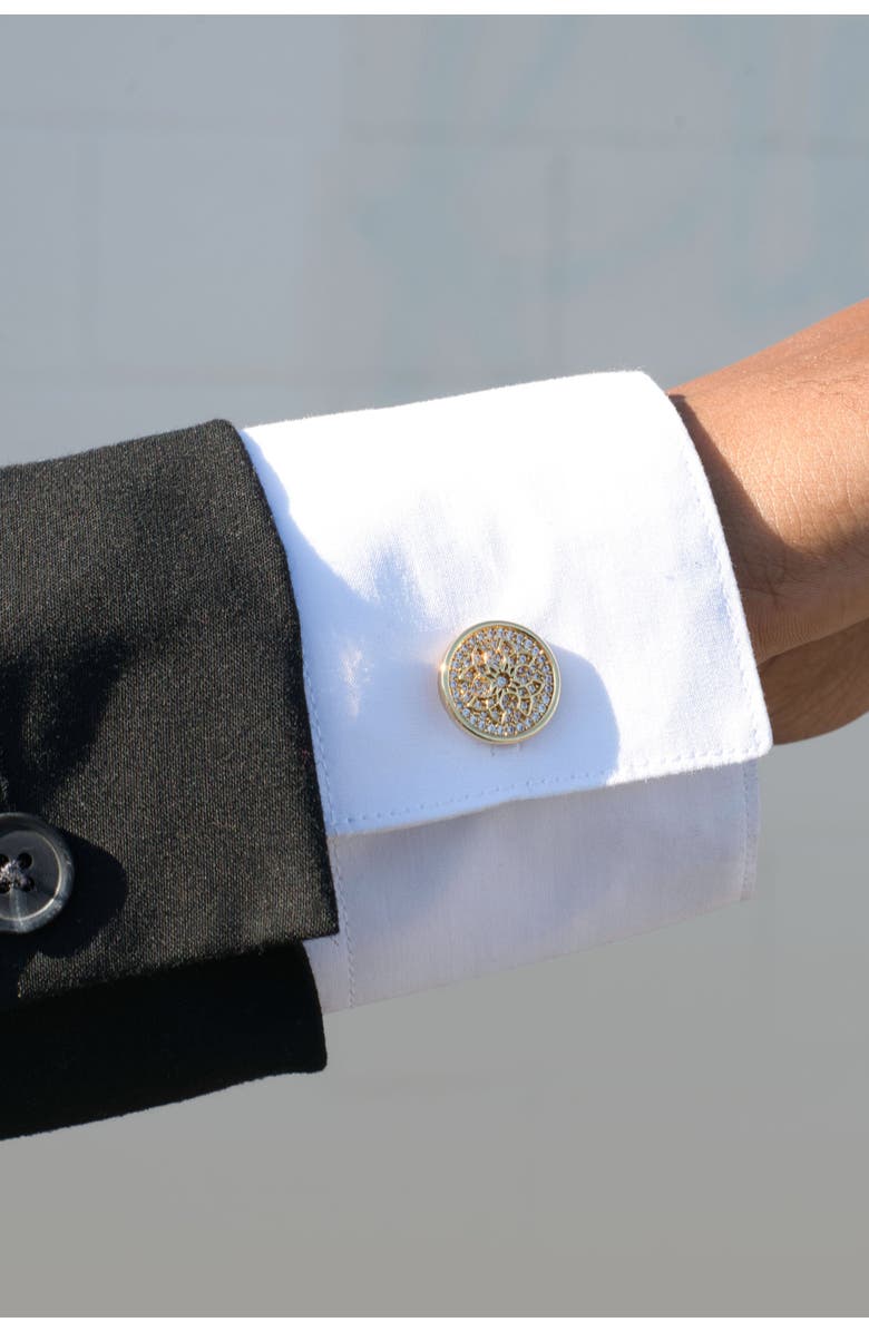 Classicharms Constantine Regal Round Cufflinks, Alternate, color, Gold