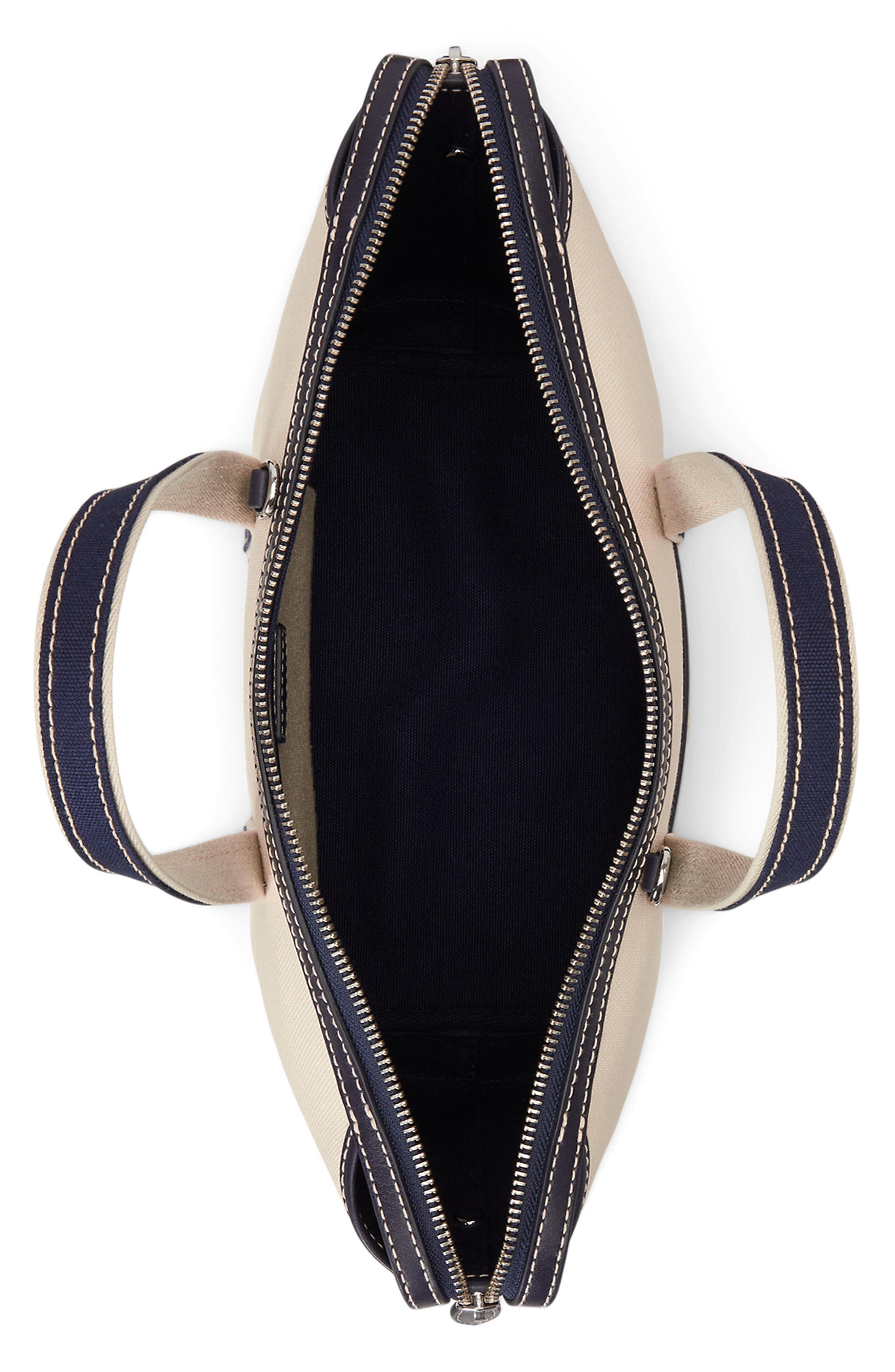 Polo Ralph Lauren Mini Polo Bear Canvas Shopper Tote, Alternate, color, Ecru/ Newport Navy