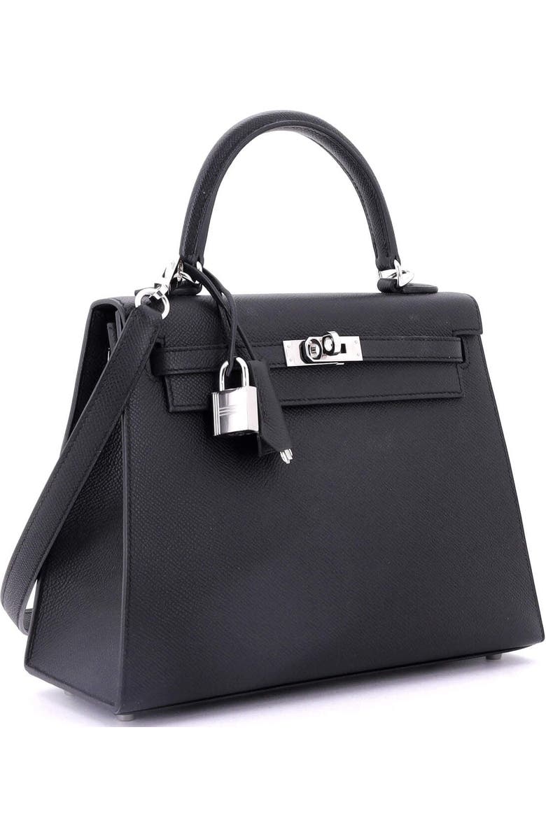 Pre-Owned Hermes Kelly Handbag Black Epsom with Palladium Hardware 25, Alternate, color,