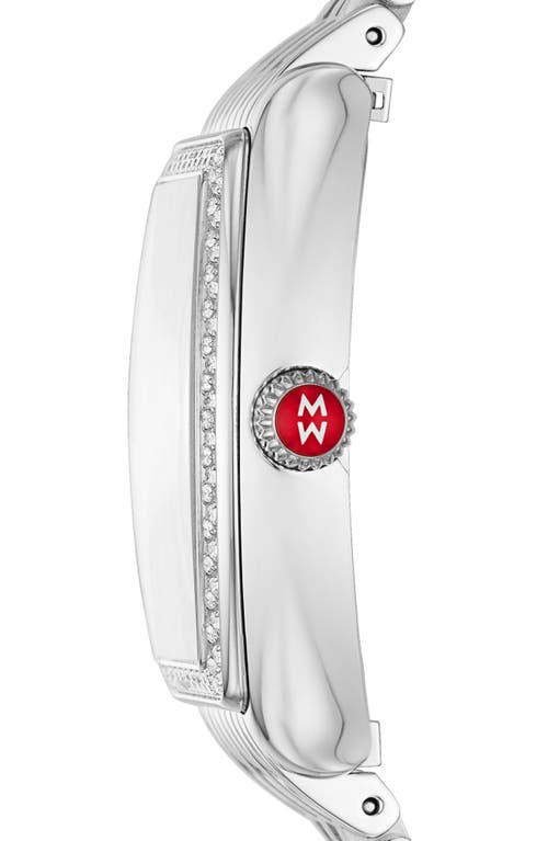 Michele Diamond Accent Interchangeable Stainless Steel Strap Watch, 31mm X 32mm In Silver