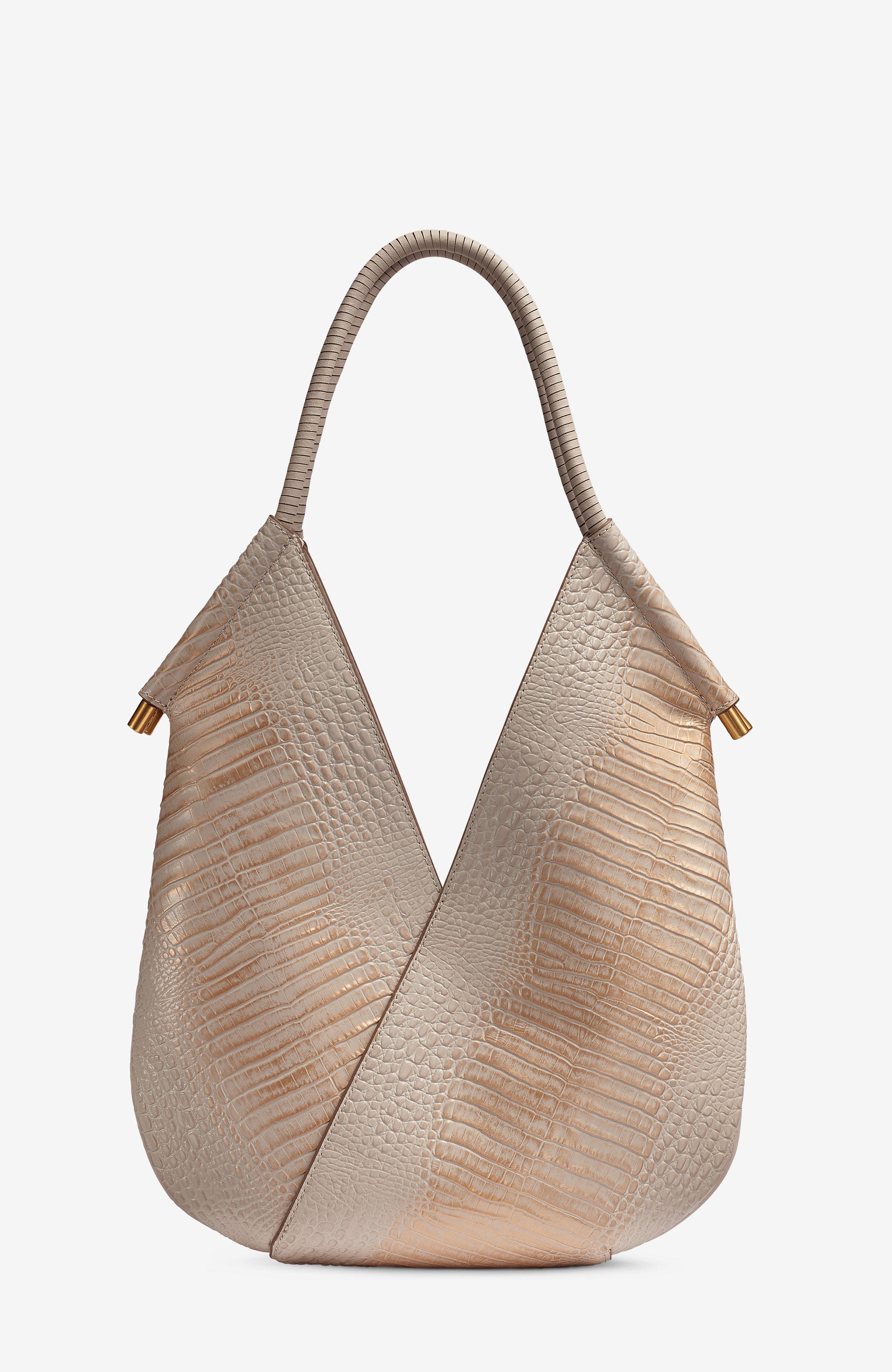 Baldwin Mini Shoulder Bag, Alternate, color, Sand Gold Crocodile