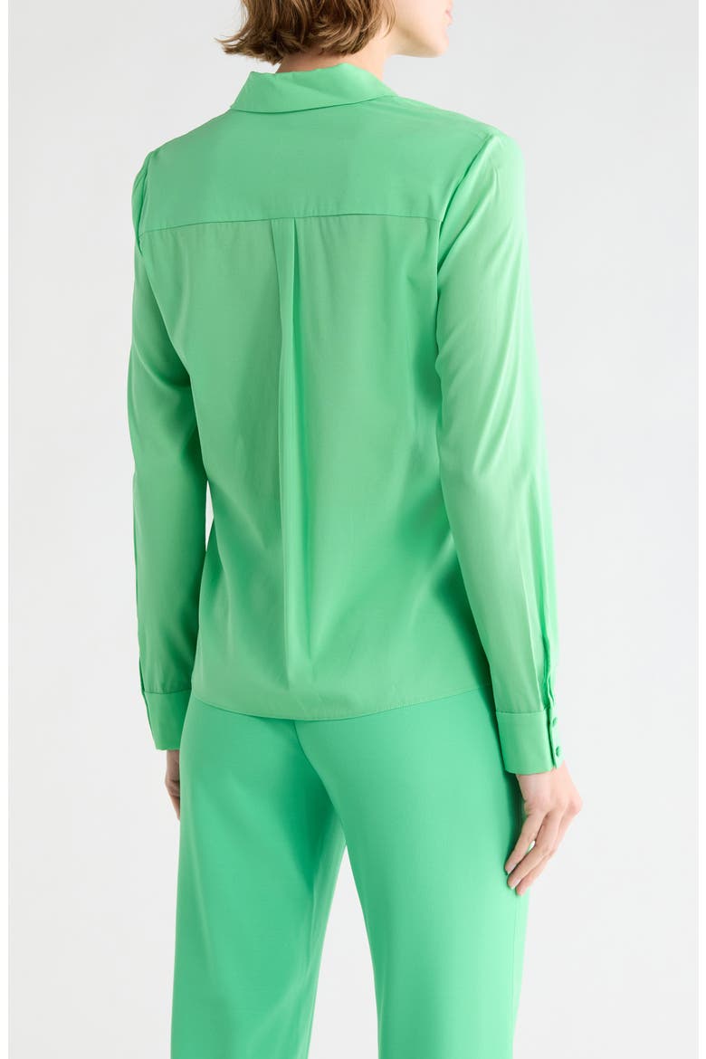 Willa Placket Silk Blend Top, Alternate, color, GARDEN GREEN