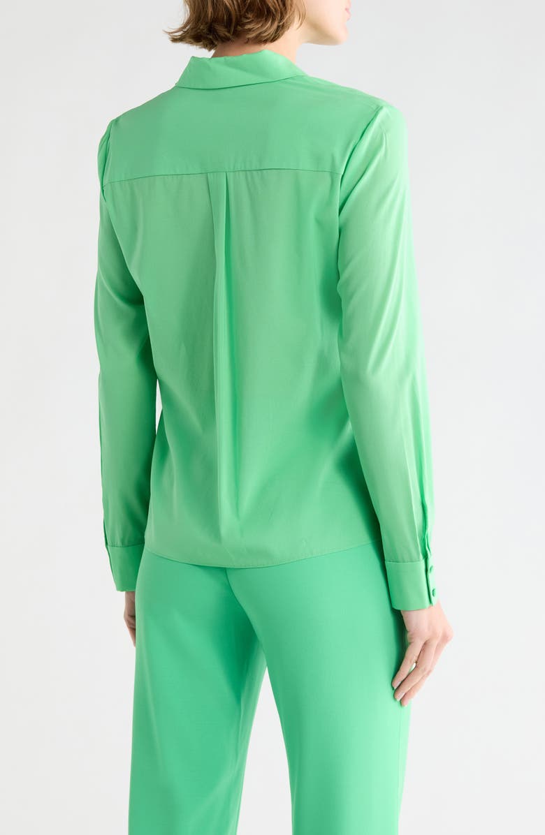 Alice + Olivia Willa Placket Silk Blend Top, Alternate, color, Garden Green