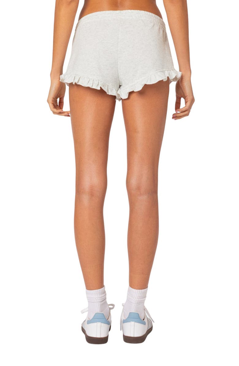 EDIKTED Randi Ruffle Drawstring Microshorts, Alternate, color, Gray-Melange