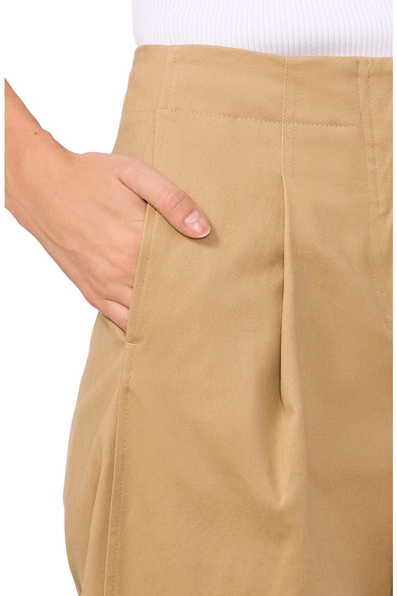 Pleated Front Barrel Leg Twill Pants, Alternate, color, CAMEL