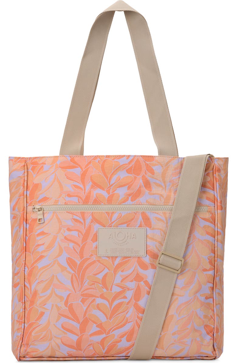 Aloha Collection Lei Stand Nylon Daily Tote, Main, color, Peachy
