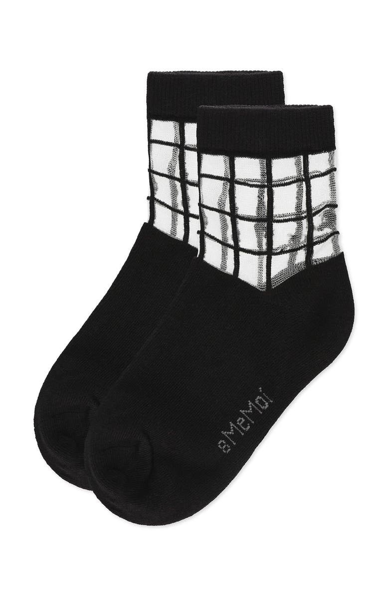 MeMoi Window Pane Sheer Socks, Alternate, color, Black