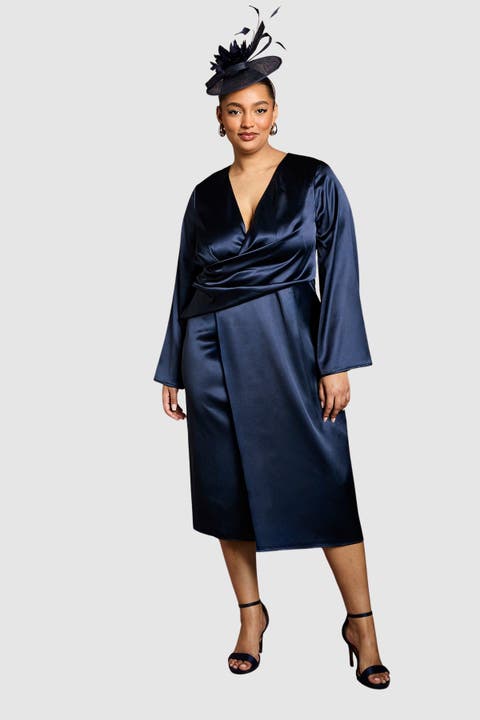 Plus Satin Wrap Dress