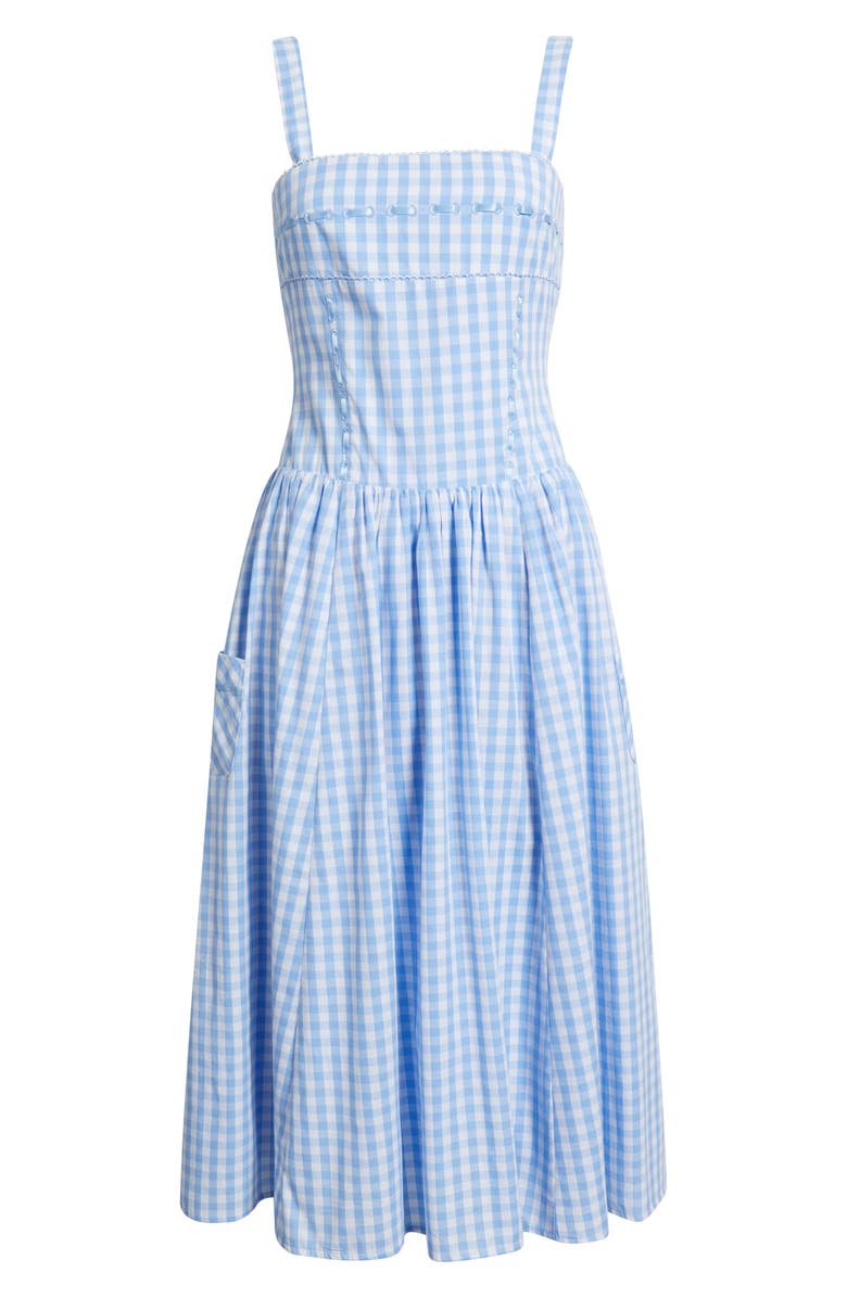 MOON RIVER Cotton Gingham Dress, Alternate, color, Light Blue
