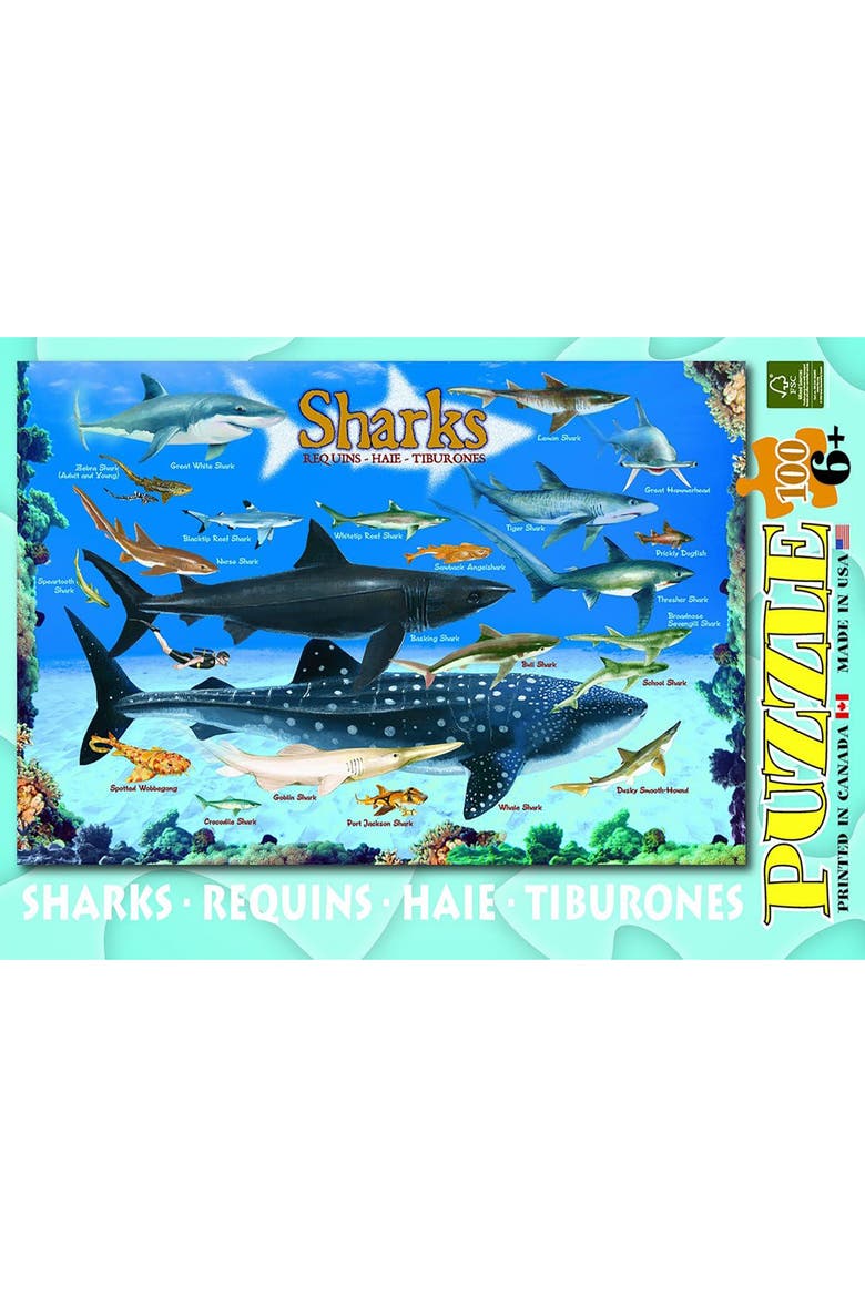 Shark Chart Puzzle, 100 Pieces, Alternate, color, Multicolored