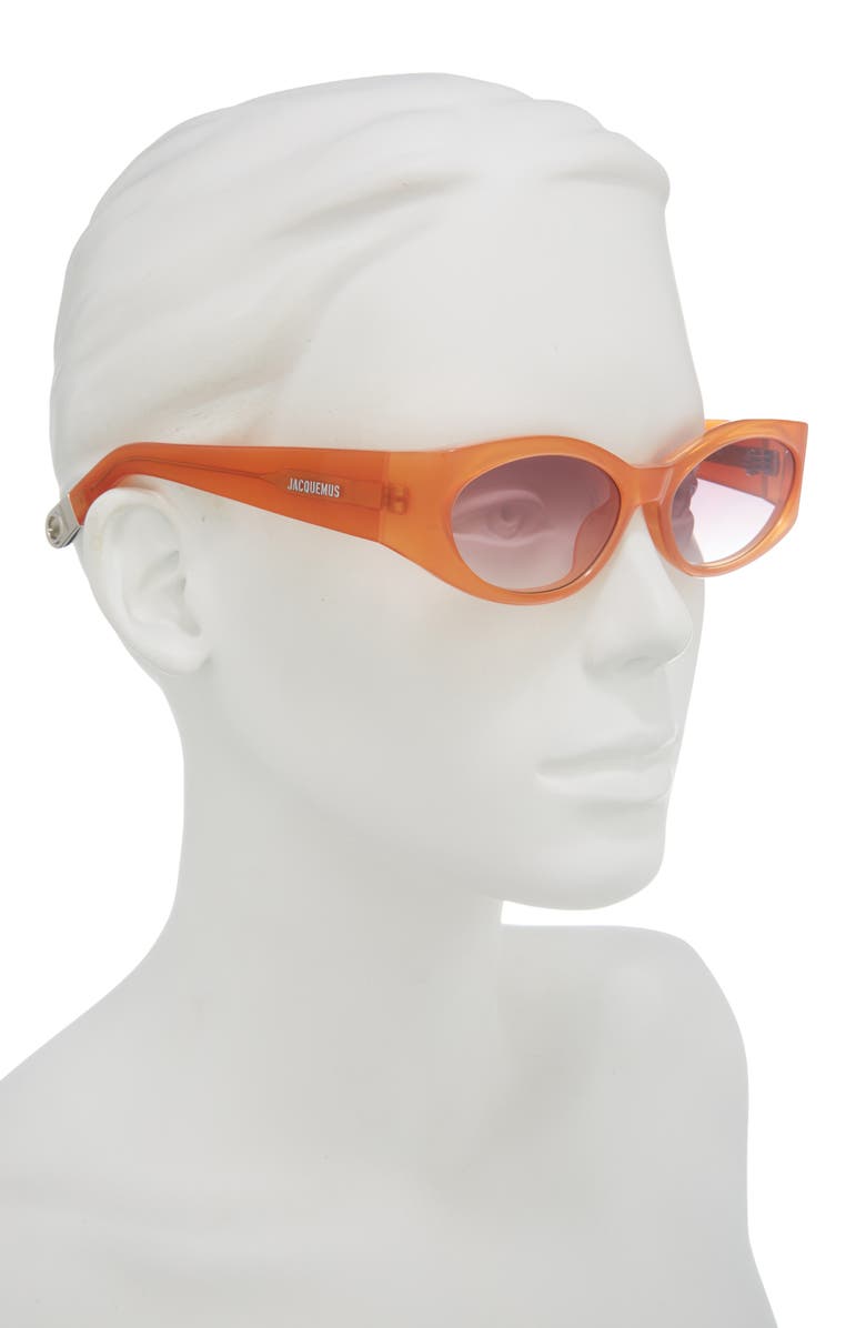 Jacquemus Ovalo 55mm Gradient Oval Sunglasses, Alternate, color, Milky Amber/ Silver/ Rose