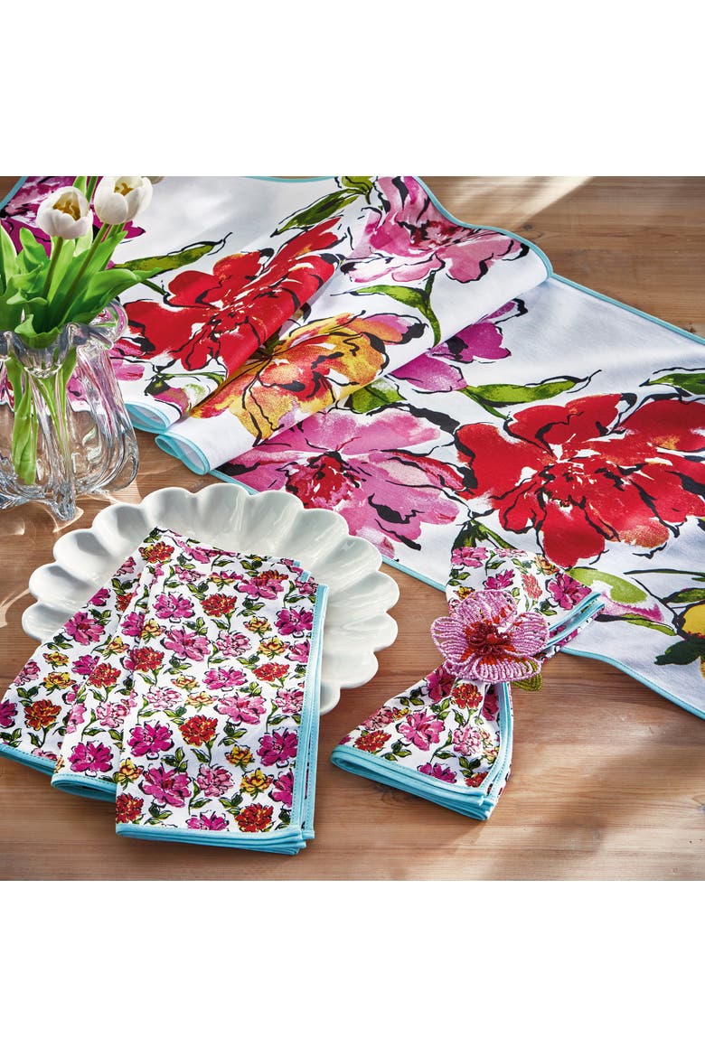 In Bloom Floral Napkin S/4 Multi Cotton Spring, Alternate, color, Pink