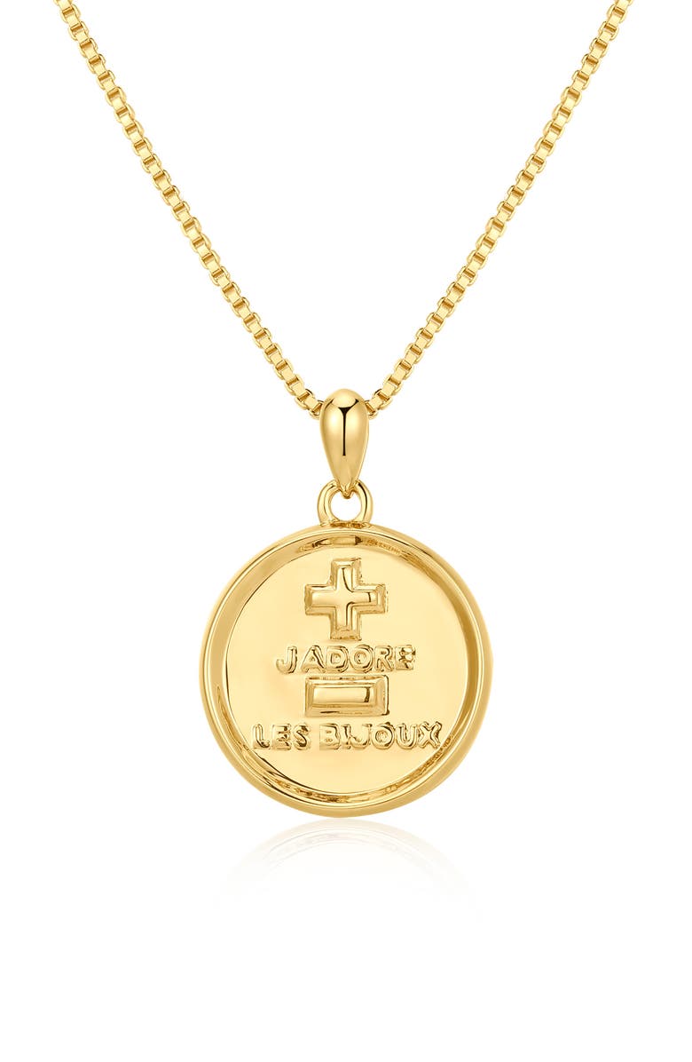 Luv AJ The I Love Jewelry Coin Pendant Necklace, Main, color, Gold