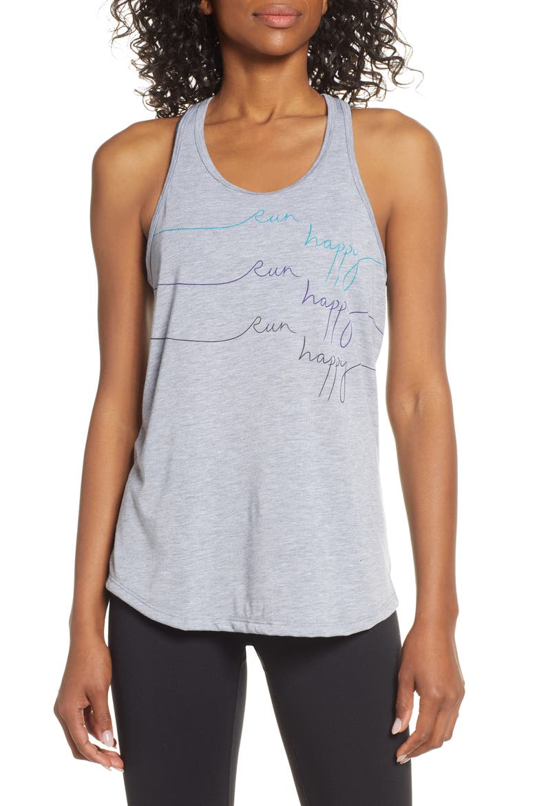 Distance Graphic Tank Top, Main, color, HEATHER ASH/ MULTI RUN HAPPY