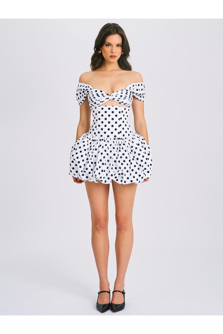 Umikaa Polka Dots Bubble Hem Mini Dress, Alternate, color, White Polka Dot