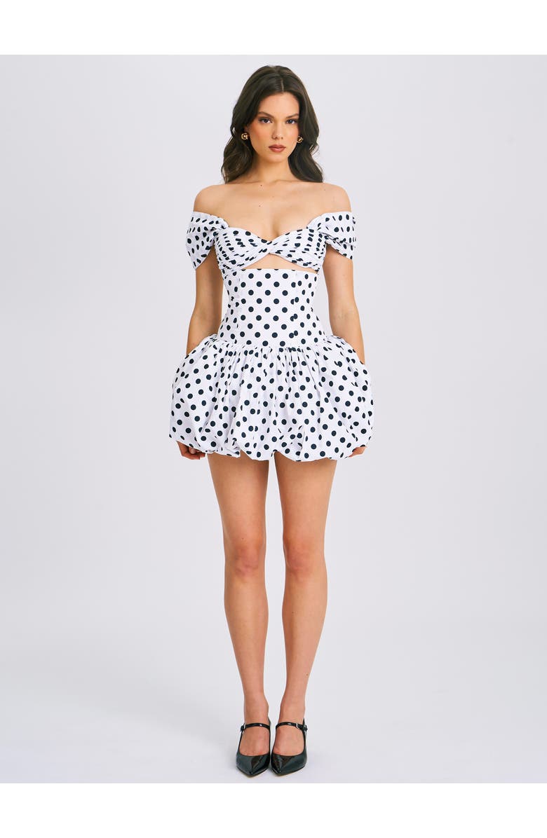 Miss Circle Umikaa Polka Dots Bubble Hem Mini Dress, Alternate, color, White Polka Dot