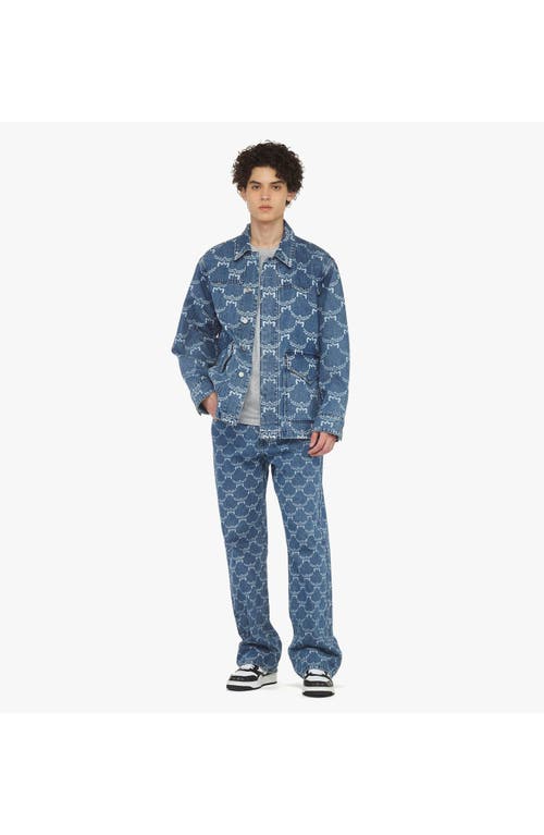 Mcm Lauretos Monogram Denim Jacket In Indigo