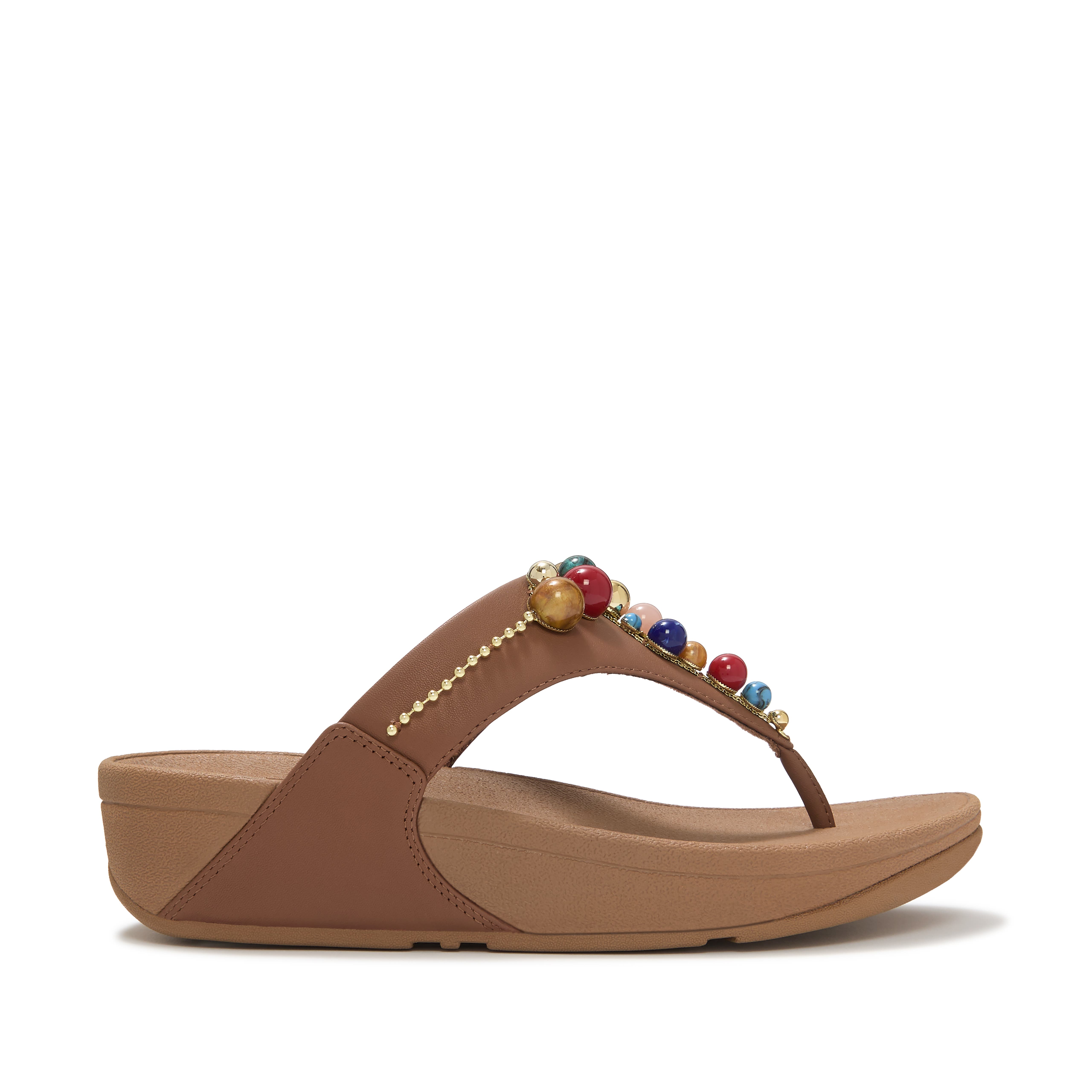 Lulu Beaded Toe-Post Sandals, Alternate, color, Terracotta Tan