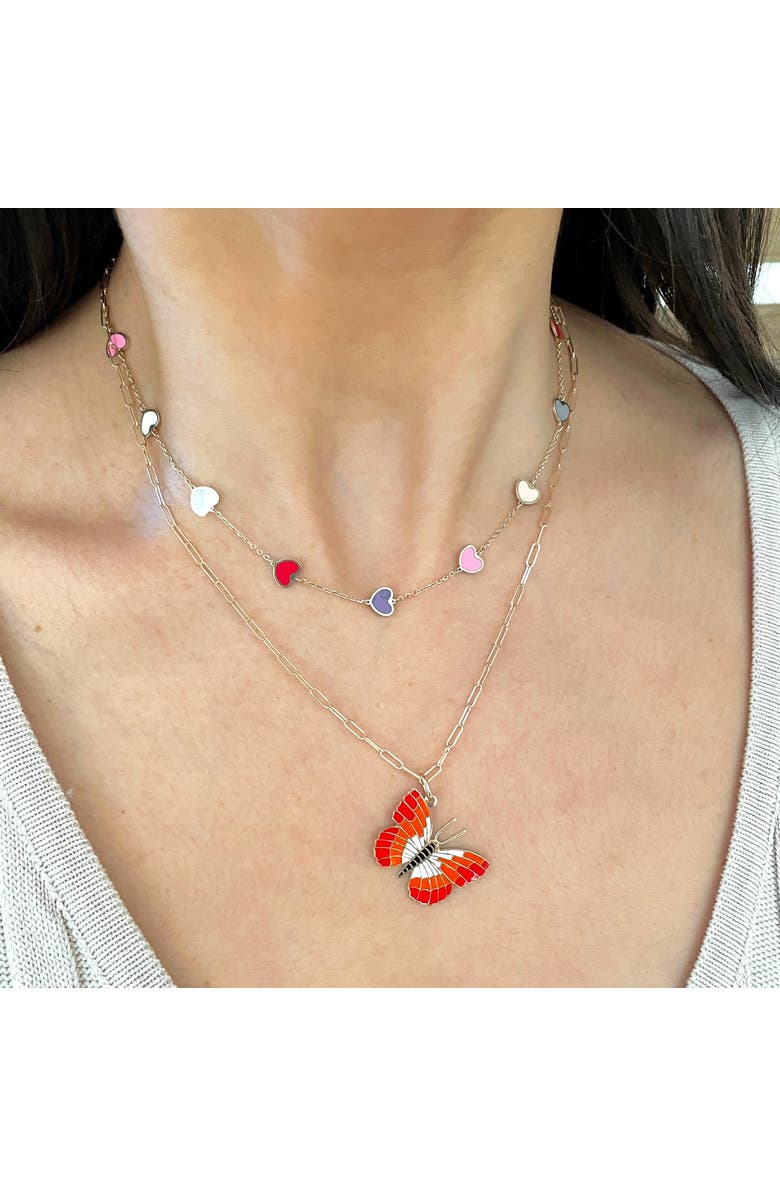 The Lovery Fine Jewelry Multicolored Mixed Heart Station Necklace, Alternate, color, Multicolored