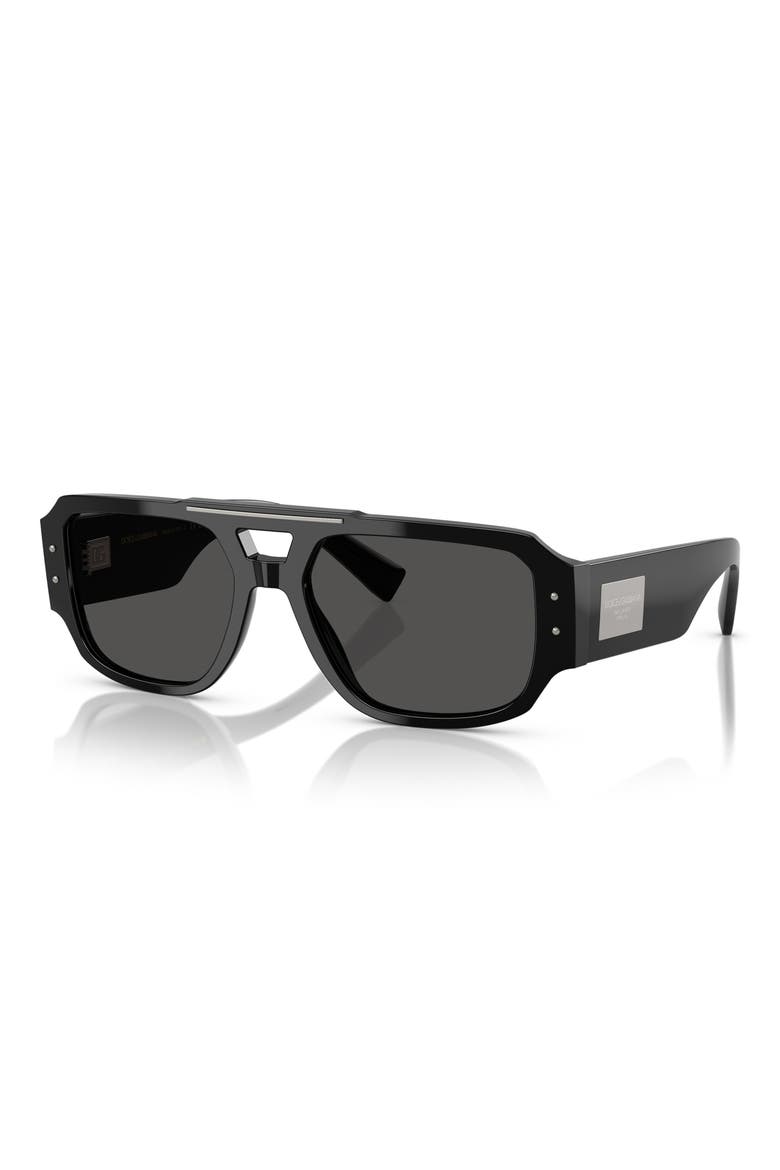 57mm Pilot Sunglasses, Alternate, color, BLACK