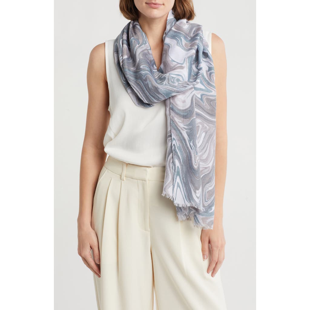 Area Stars Swirl Print Scarf In Blue