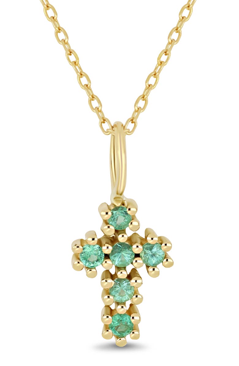 Bony Levy El Mar Emerald Cross Pendant Necklace, Alternate, color, 18K Emerald