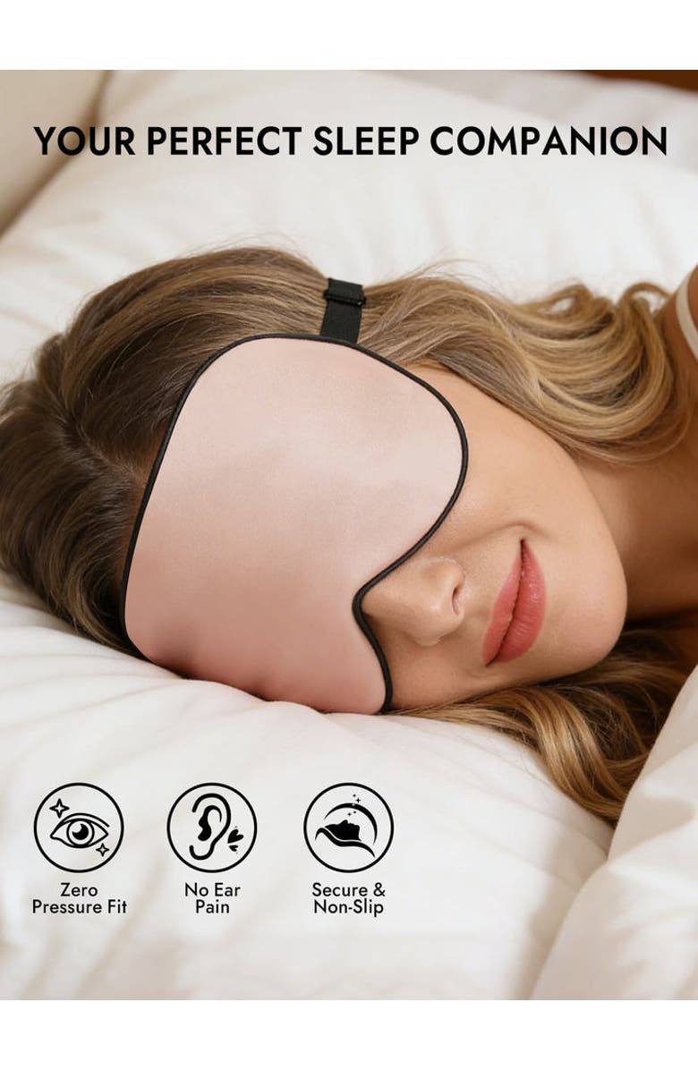 SILKSILKY Pure Silk Elastic Band Sleep Eye Mask, Alternate, color, Pink