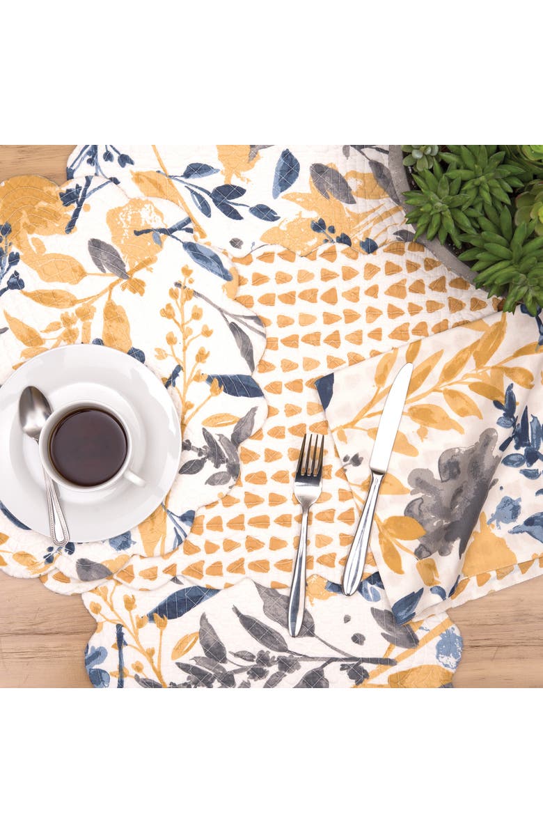 C&F Home Natural Home Cotton Quilted Round Reversible Placemats Set of 6, 17", Alternate, color, Brown