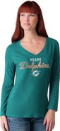 G-III 4HER BY CARL BANKS Women's G-III 4Her by Carl Banks Aqua Miami Dolphins Post Season Long Sleeve V-Neck T-Shirt