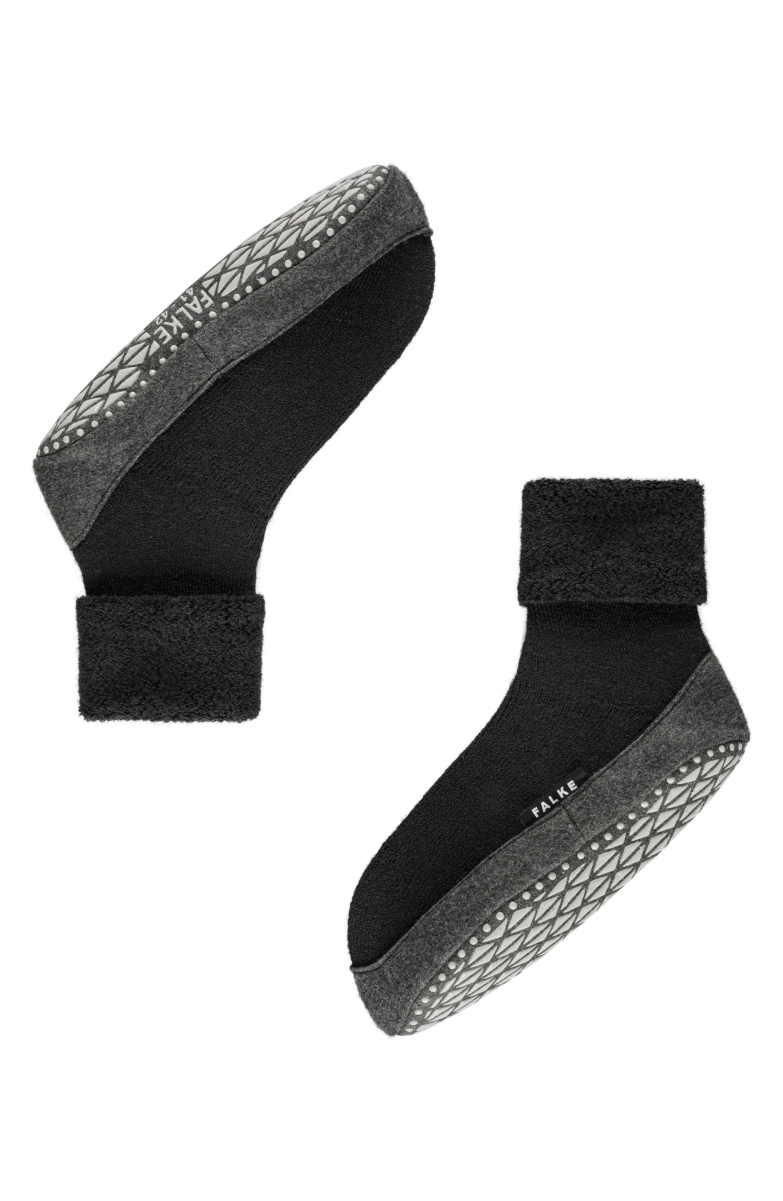 Falke Cozyshoe Wool Blend Sock Slippers, Alternate, color, Black