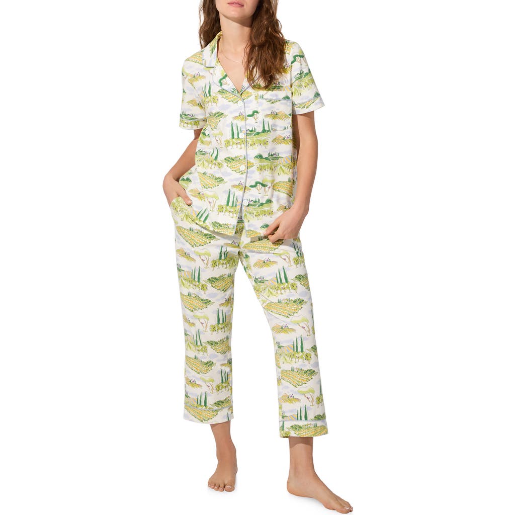 Bedhead Pajamas Print Jersey Crop Pajamas In Green