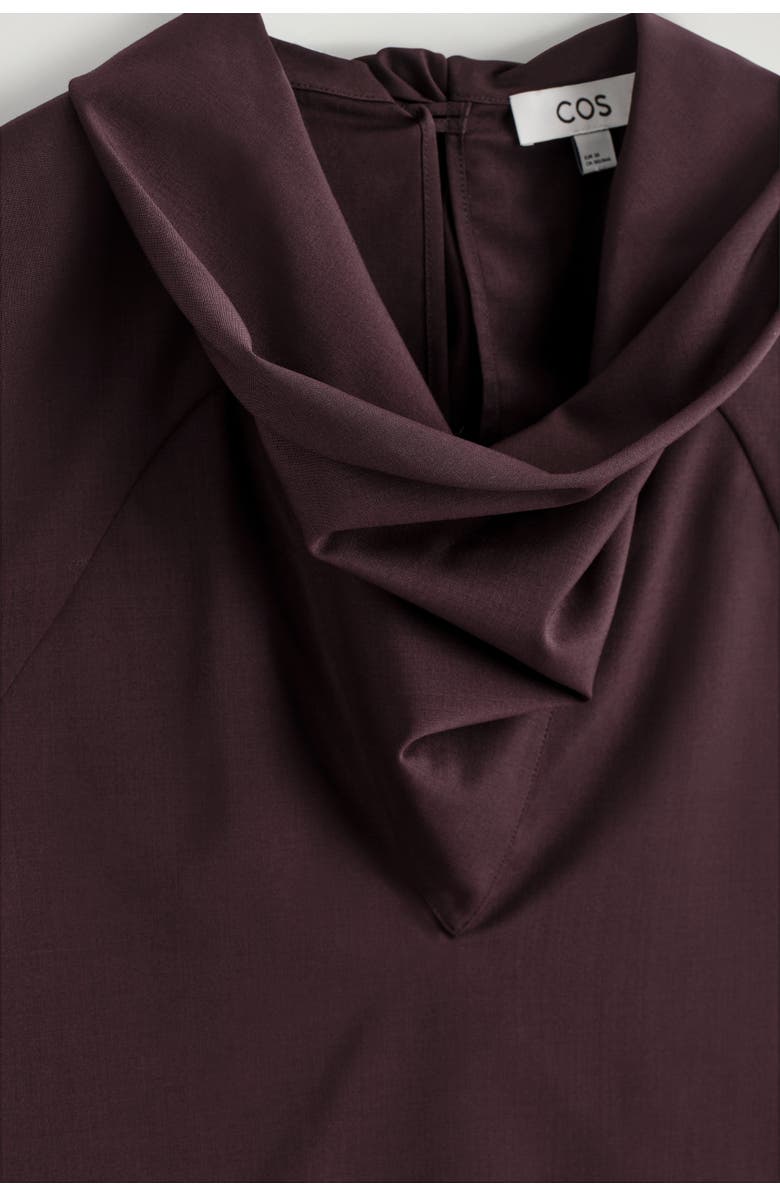 COS Fluid Mock-Neck Scarf Blouse, Alternate, color, Burgundy