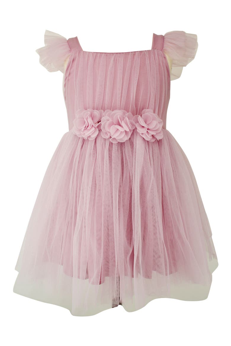 Flutter Sleeve Tulle Dress, Main, color, DUSTY PINK